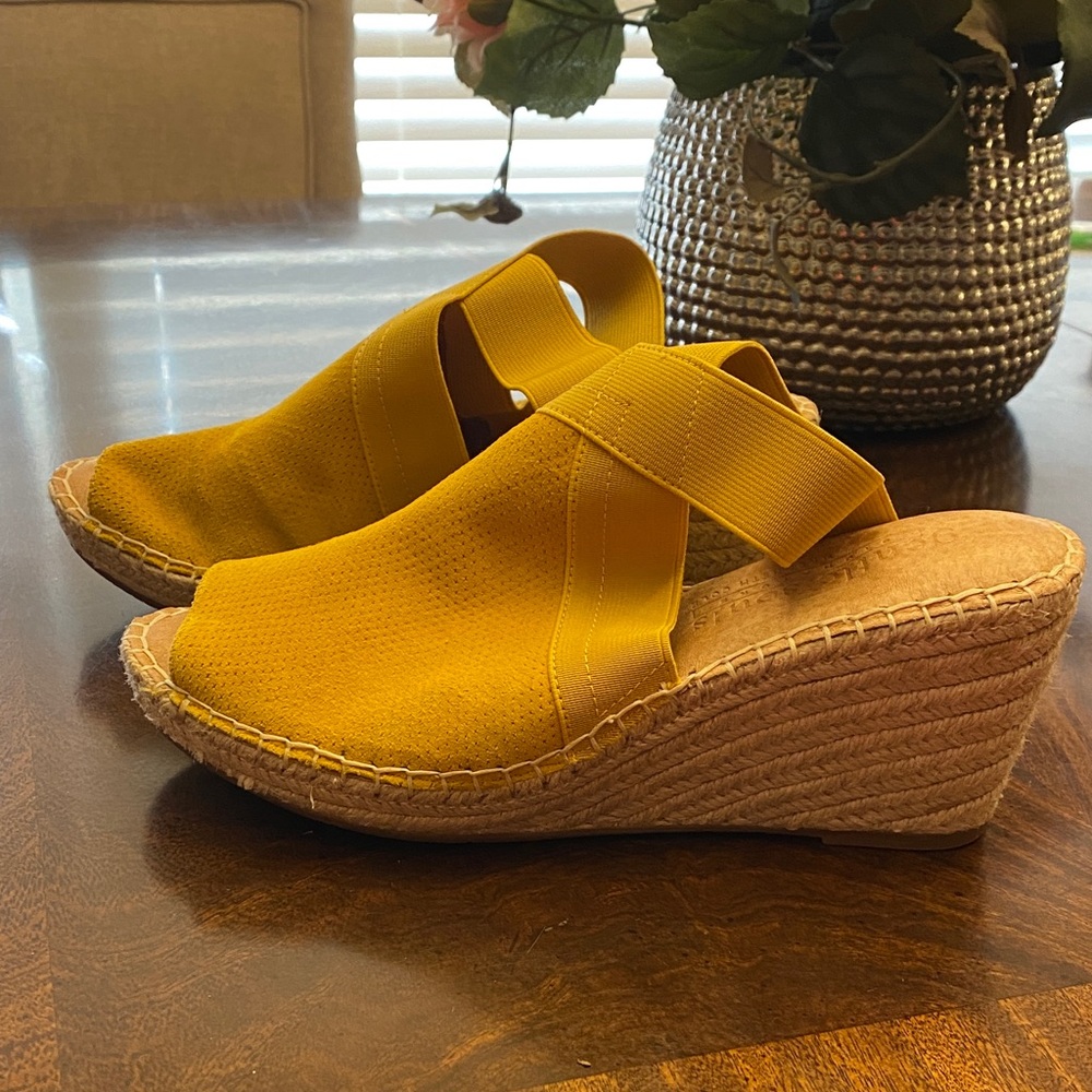 Gentle Souls Yellow Wedge Sandals